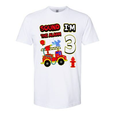 3rd Birthday Fire Truck 3 Year Old Firefighter Softstyle CVC T-Shirt