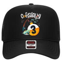 3rd Birthday Fishing Theme For O-Fishally 3 High Crown Mesh Back Trucker Hat