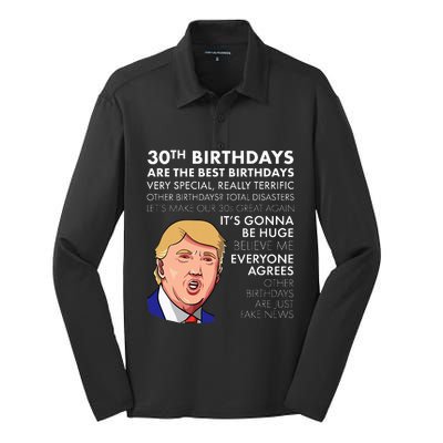 30th Birthday Funny Trump Quote Silk Touch Performance Long Sleeve Polo