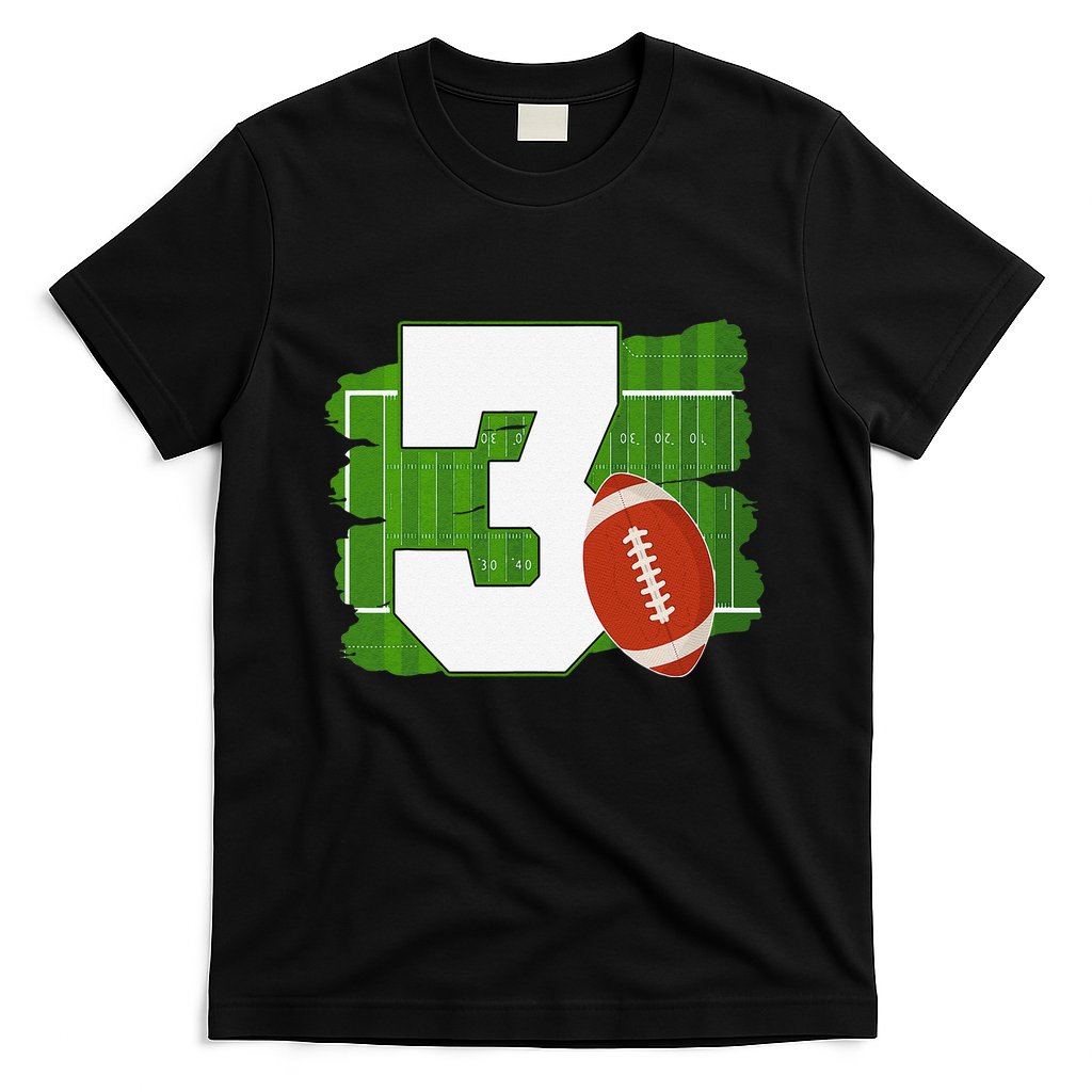 3rd Birthday Football Theme 3 Year Old Football Lover Gift T-Shirt
