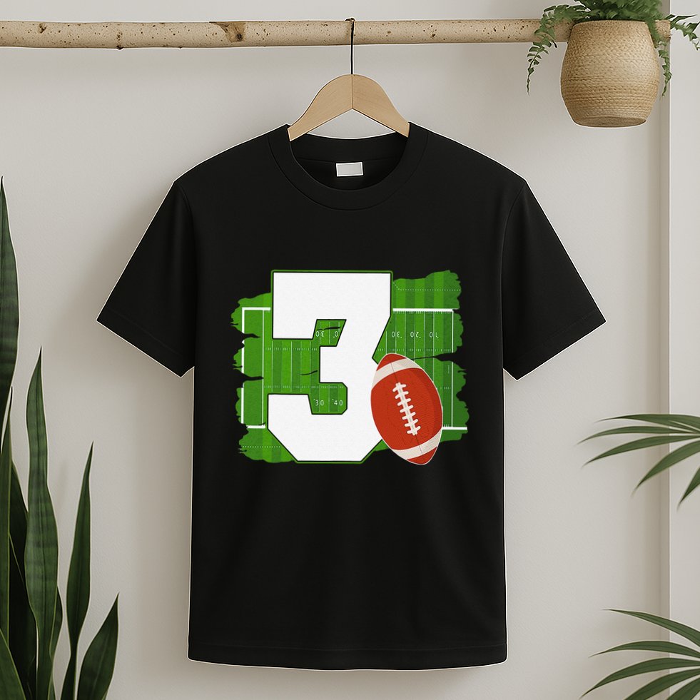 3rd Birthday Football Theme 3 Year Old Football Lover Gift T-Shirt