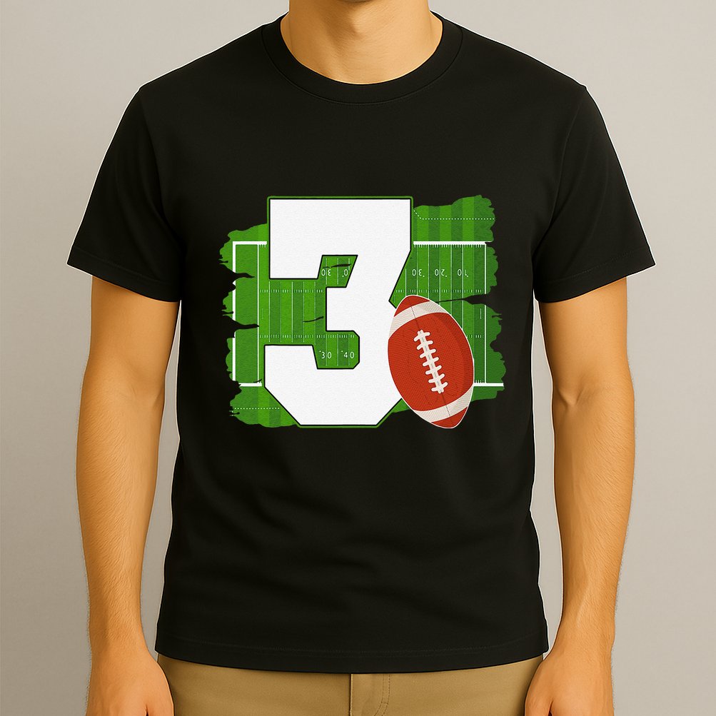 3rd Birthday Football Theme 3 Year Old Football Lover Gift T-Shirt