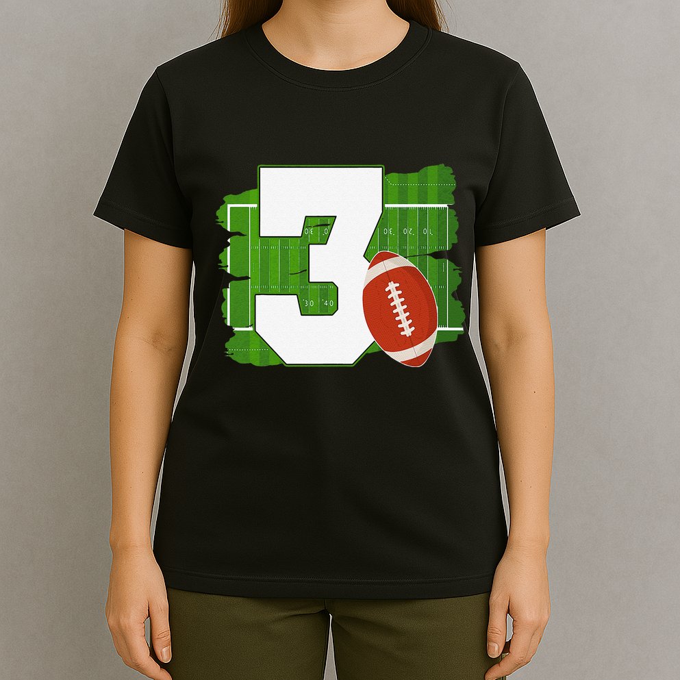 3rd Birthday Football Theme 3 Year Old Football Lover Gift T-Shirt