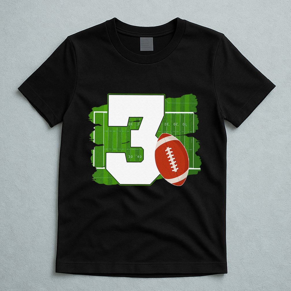 3rd Birthday Football Theme 3 Year Old Football Lover Gift T-Shirt