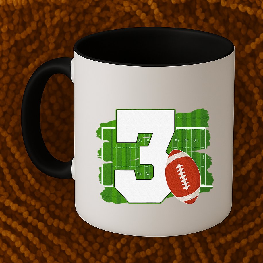 3rd Birthday Football Theme 3 Year Old Football Lover Gift Mug