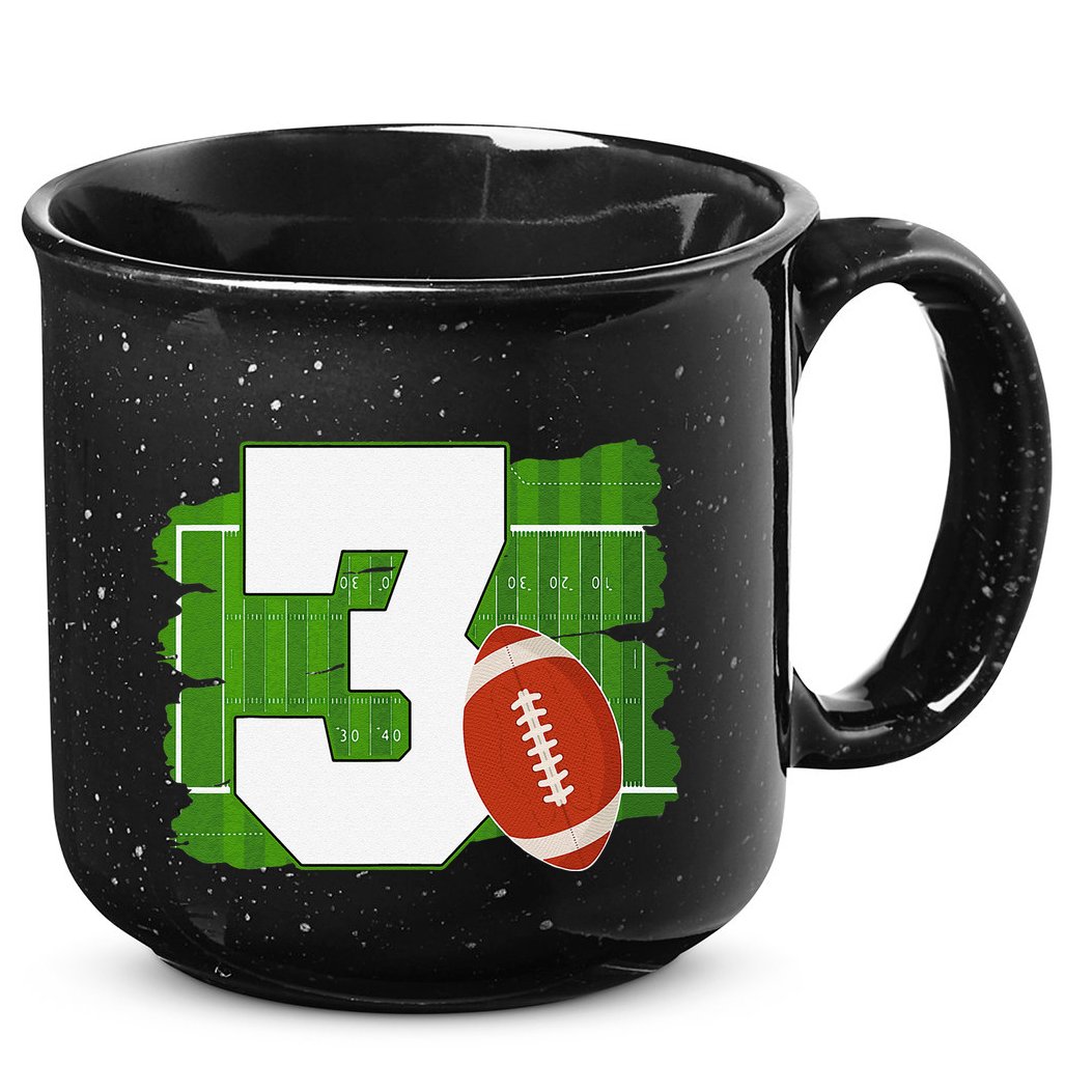 3rd Birthday Football Theme 3 Year Old Football Lover Gift 15oz Campfire Ceramic Mug