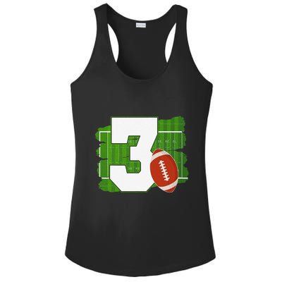 3rd Birthday Football Theme 3 Year Old Football Lover Gift Ladies PosiCharge Competitor Racerback Tank