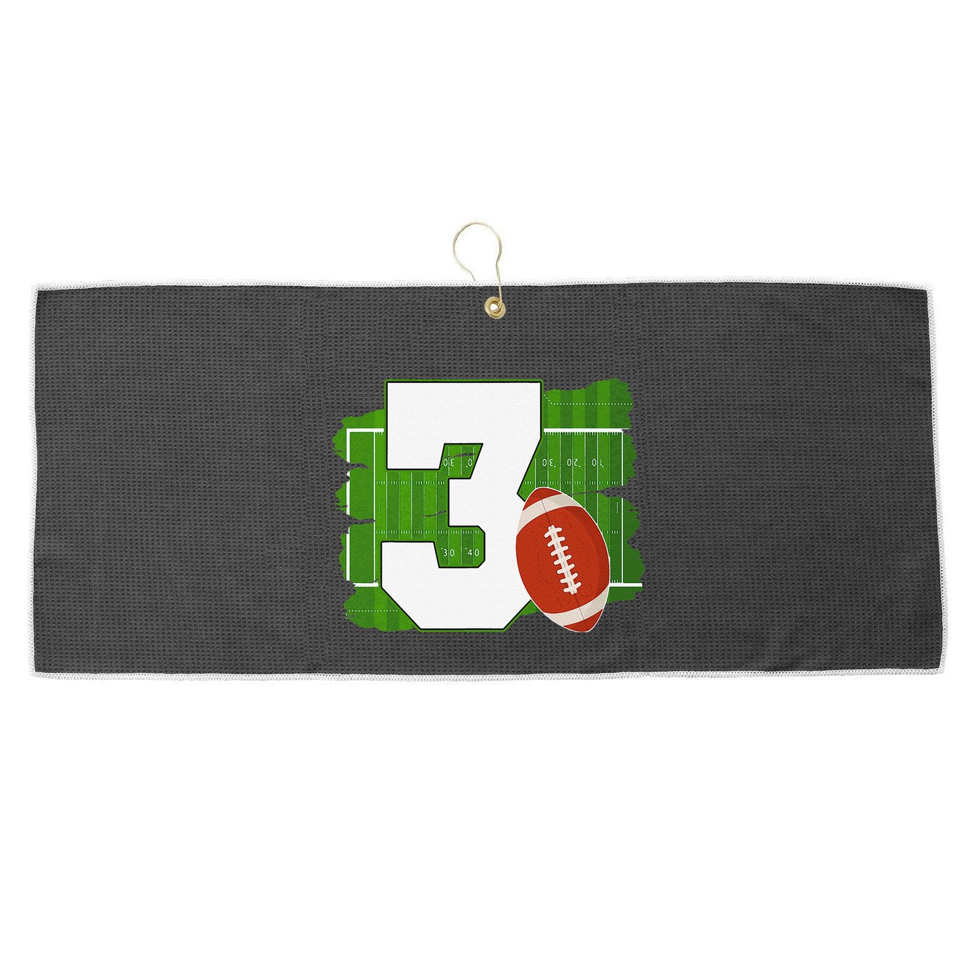 3rd Birthday Football Theme 3 Year Old Football Lover Gift Large Microfiber Waffle Golf Towel