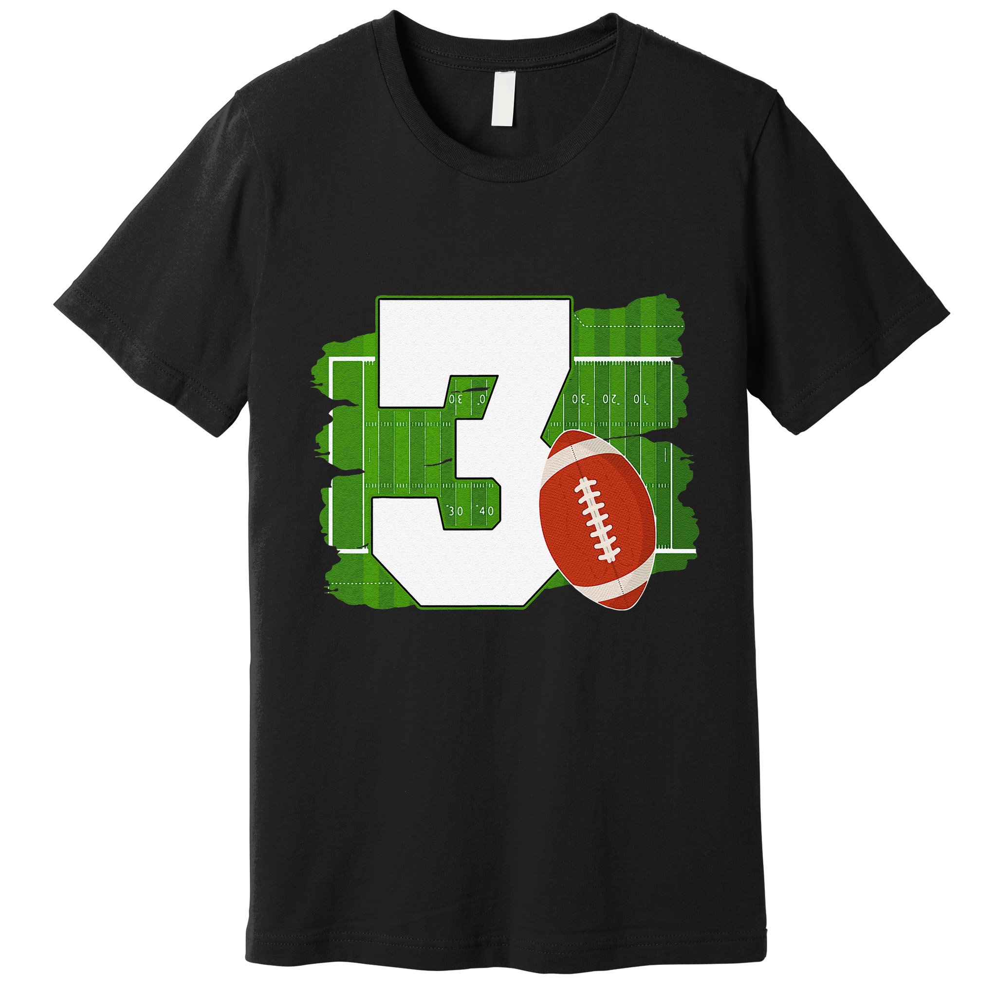 3rd Birthday Football Theme 3 Year Old Football Lover Gift Premium T-Shirt