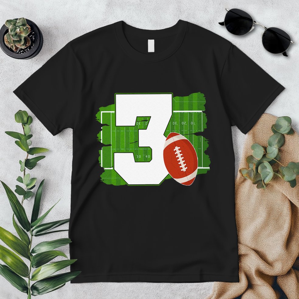 3rd Birthday Football Theme 3 Year Old Football Lover Gift Premium T-Shirt