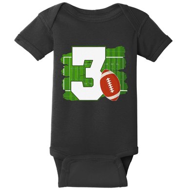 3rd Birthday Football Theme 3 Year Old Football Lover Gift Baby Bodysuit