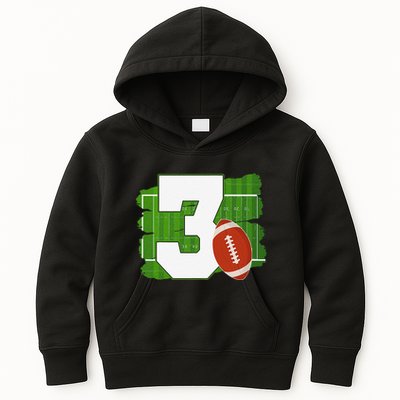 3rd Birthday Football Theme 3 Year Old Football Lover Gift Kids Hoodie