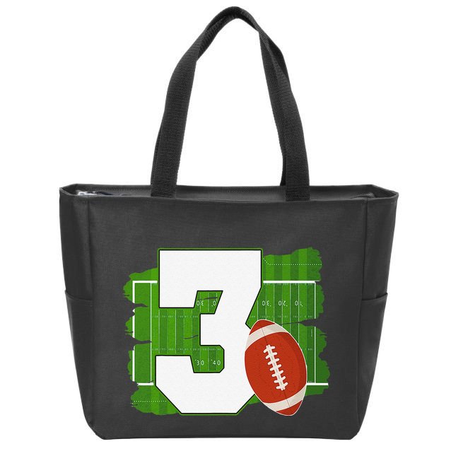 3rd Birthday Football Theme 3 Year Old Football Lover Gift Zip Tote Bag