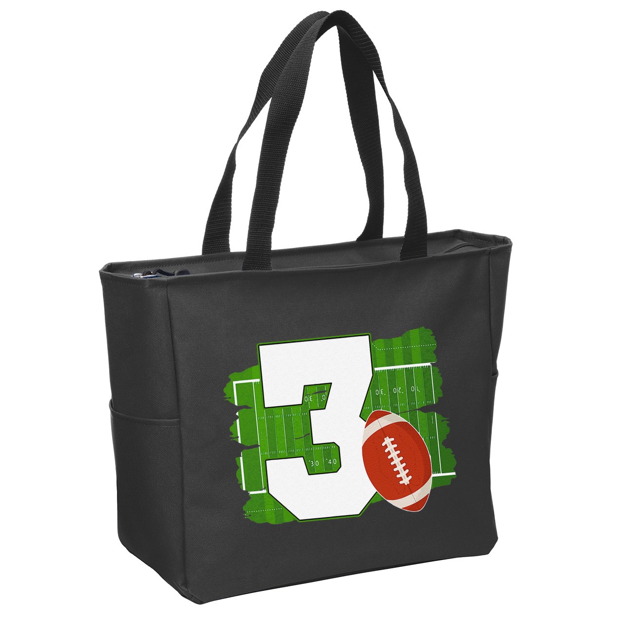 3rd Birthday Football Theme 3 Year Old Football Lover Gift Zip Tote Bag