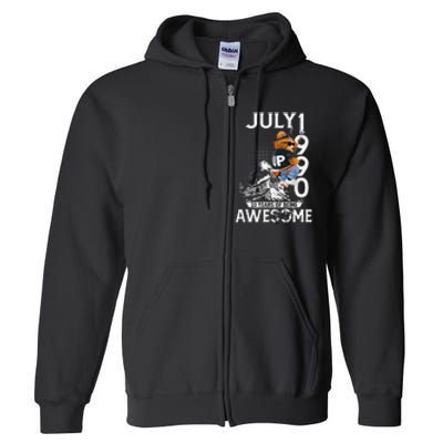 33rd Birthday Gifts Vintage July 1990 33 Years Old Full Zip Hoodie