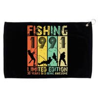 30th Birthday Gifts Vintage 1991 Fishing Lovers Grommeted Golf Towel