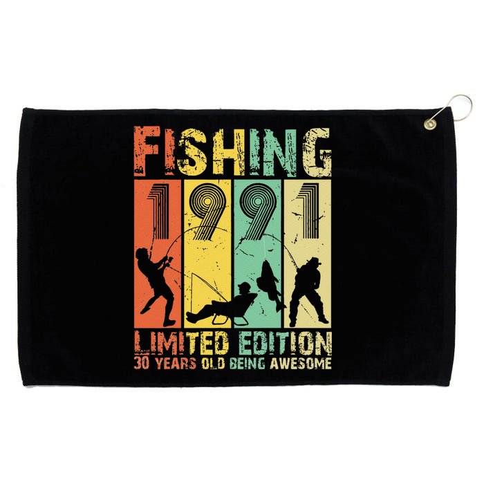 30th Birthday Gifts Vintage 1991 Fishing Lovers Grommeted Golf Towel