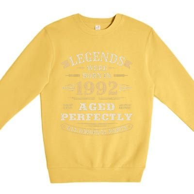 31st Birthday Gift Vintage Legends Born In 1992 31 Years Old Premium Crewneck Sweatshirt