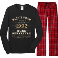 31st Birthday Gift Vintage Legends Born In 1992 31 Years Old Long Sleeve Pajama Set