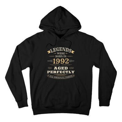 31st Birthday Gift Vintage Legends Born In 1992 31 Years Old Tall Hoodie