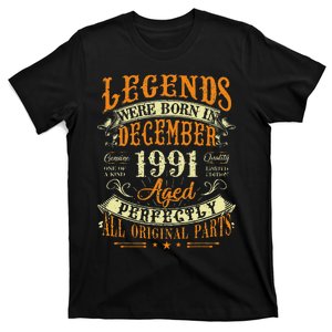 31th Birthday Gift 31 Years Old Legends Born December 1991 T-Shirt