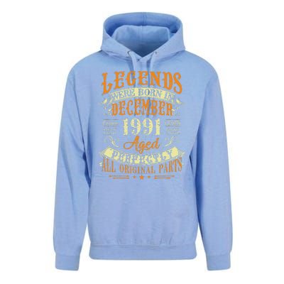 31th Birthday Gift 31 Years Old Legends Born December 1991 Unisex Surf Hoodie