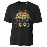 32nd Birthday Gift Awesome Since February 1991 32 Year Old Cooling Performance Crew T-Shirt