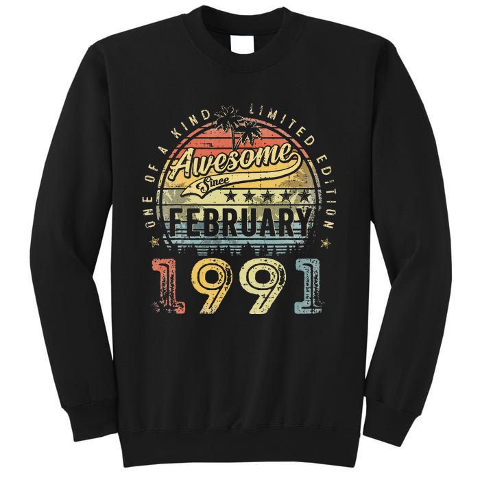 32nd Birthday Gift Awesome Since February 1991 32 Year Old Sweatshirt