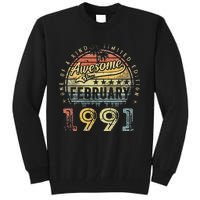 32nd Birthday Gift Awesome Since February 1991 32 Year Old Tall Sweatshirt