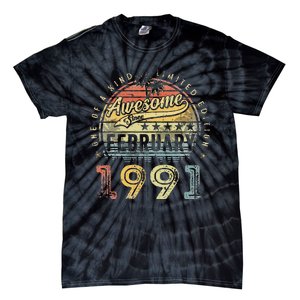 32nd Birthday Gift Awesome Since February 1991 32 Year Old Tie-Dye T-Shirt