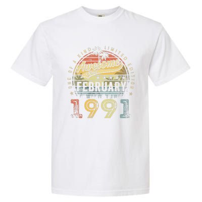 32nd Birthday Gift Awesome Since February 1991 32 Year Old Garment-Dyed Heavyweight T-Shirt