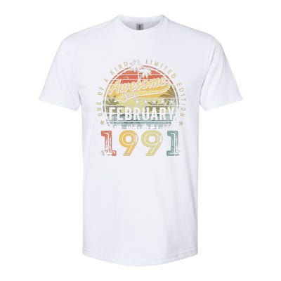 32nd Birthday Gift Awesome Since February 1991 32 Year Old Softstyle CVC T-Shirt