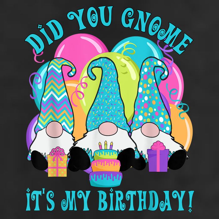 3 Birthday Gnomes Did You Gnome It's My Birthday Balloons 7 Panel Mesh Trucker Snapback Hat