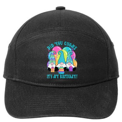 3 Birthday Gnomes Did You Gnome It's My Birthday Balloons 7-Panel Snapback Hat