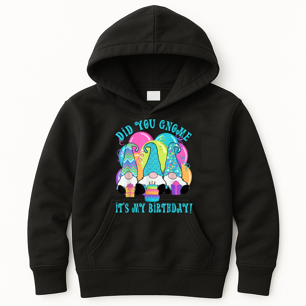 3 Birthday Gnomes Did You Gnome It's My Birthday Balloons Kids Hoodie