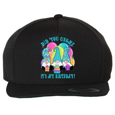 3 Birthday Gnomes Did You Gnome It's My Birthday Balloons Wool Snapback Cap