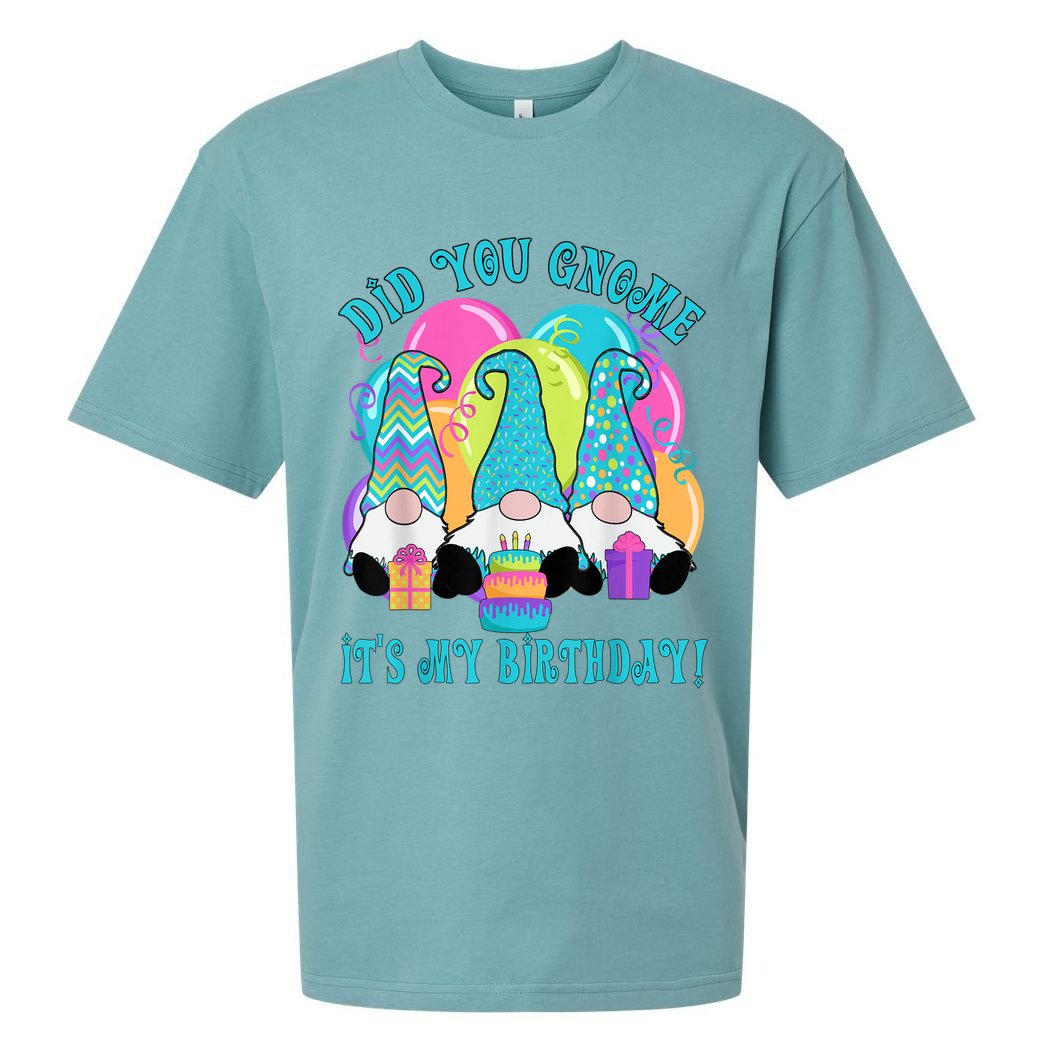 3 Birthday Gnomes Did You Gnome It's My Birthday Balloons Sueded Cloud Jersey T-Shirt