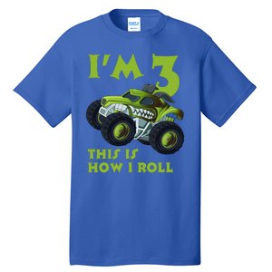 3th Birthday Green Monster Truck 3 Years Old Gift Tall T-Shirt