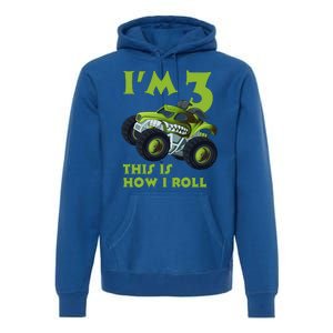 3th Birthday Green Monster Truck 3 Years Old Gift Premium Hoodie