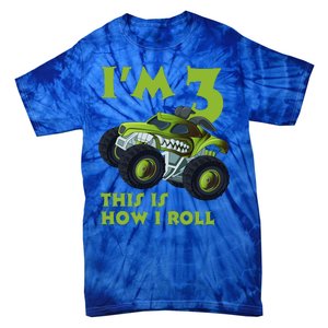 3th Birthday Green Monster Truck 3 Years Old Gift Tie-Dye T-Shirt