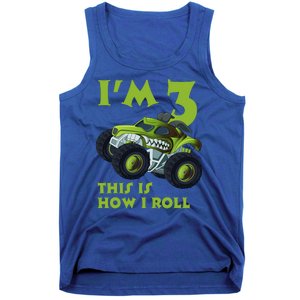 3th Birthday Green Monster Truck 3 Years Old Gift Tank Top