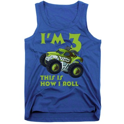 3th Birthday Green Monster Truck 3 Years Old Gift Tank Top