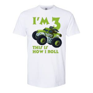 3th Birthday Green Monster Truck 3 Years Old Gift Softstyle CVC T-Shirt