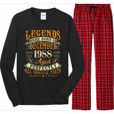 34th Birthday Gift 34 Years Old Legends Born December 1988 Long Sleeve Pajama Set