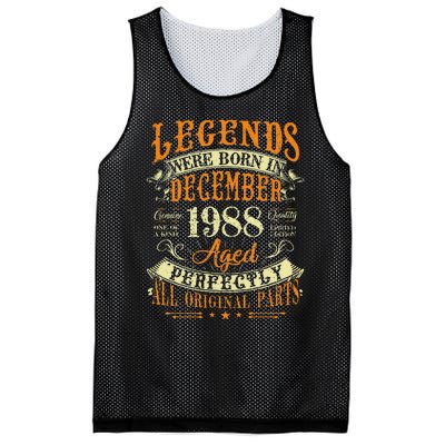 34th Birthday Gift 34 Years Old Legends Born December 1988 Mesh Reversible Basketball Jersey Tank