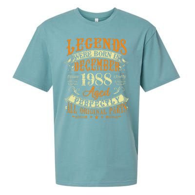 34th Birthday Gift 34 Years Old Legends Born December 1988 Sueded Cloud Jersey T-Shirt