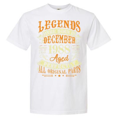 34th Birthday Gift 34 Years Old Legends Born December 1988 Garment-Dyed Heavyweight T-Shirt