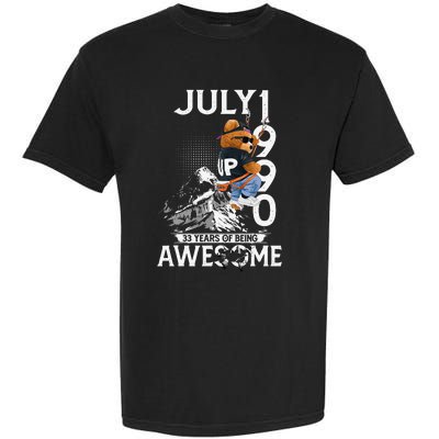 33rd Birthday Gifts Vintage July 1990 33 Years Old Garment-Dyed Heavyweight T-Shirt