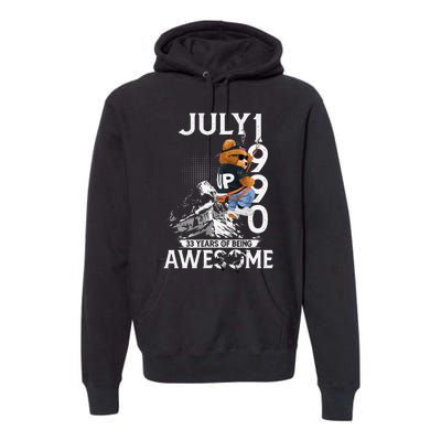 33rd Birthday Gifts Vintage July 1990 33 Years Old Premium Hoodie