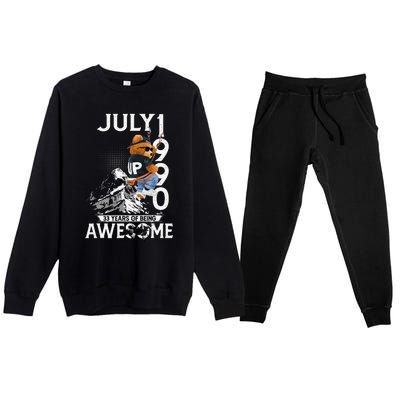 33rd Birthday Gifts Vintage July 1990 33 Years Old Premium Crewneck Sweatsuit Set